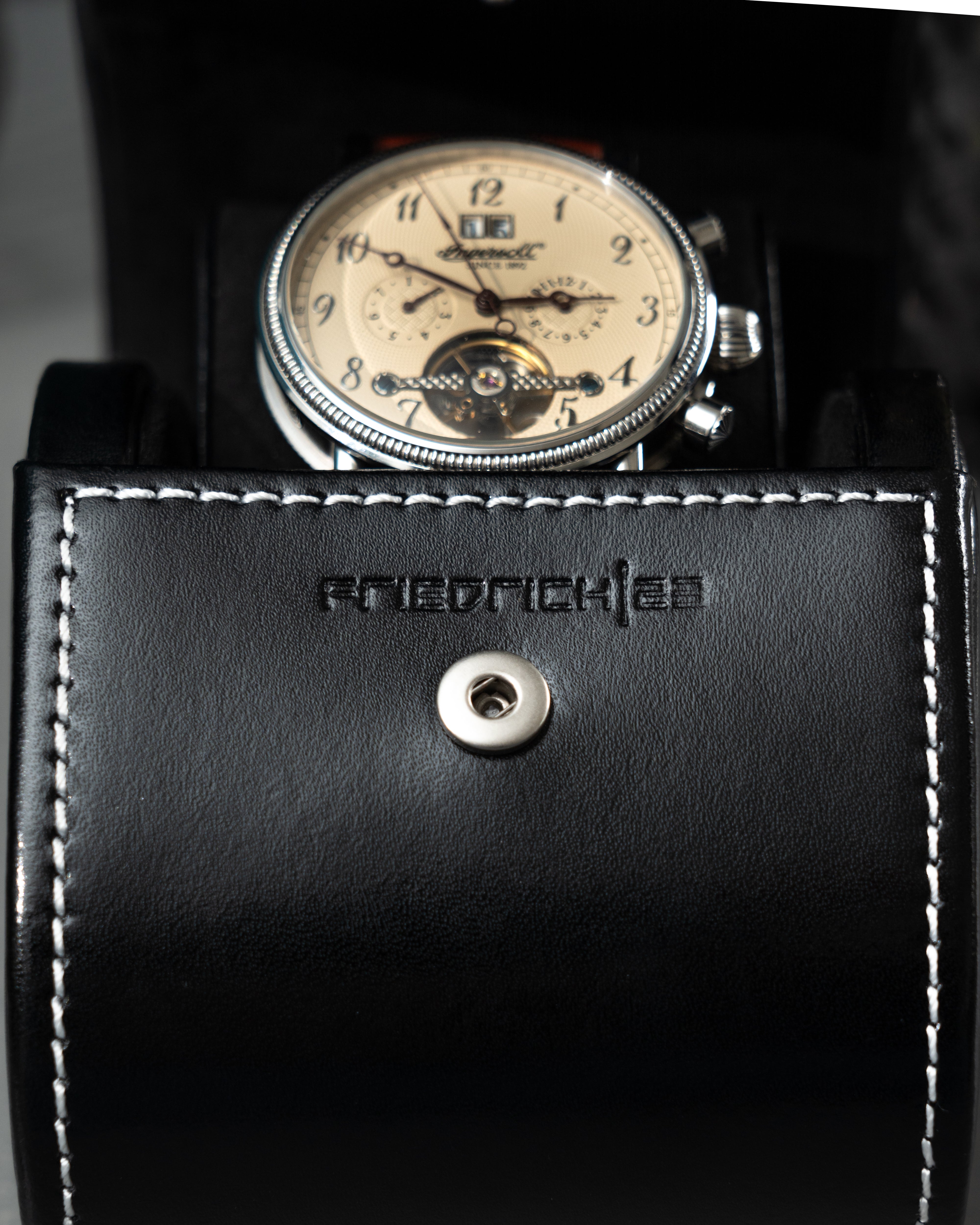 Friedrich 23 London Uhrenetui Leder Schwarz für 1 Uhr