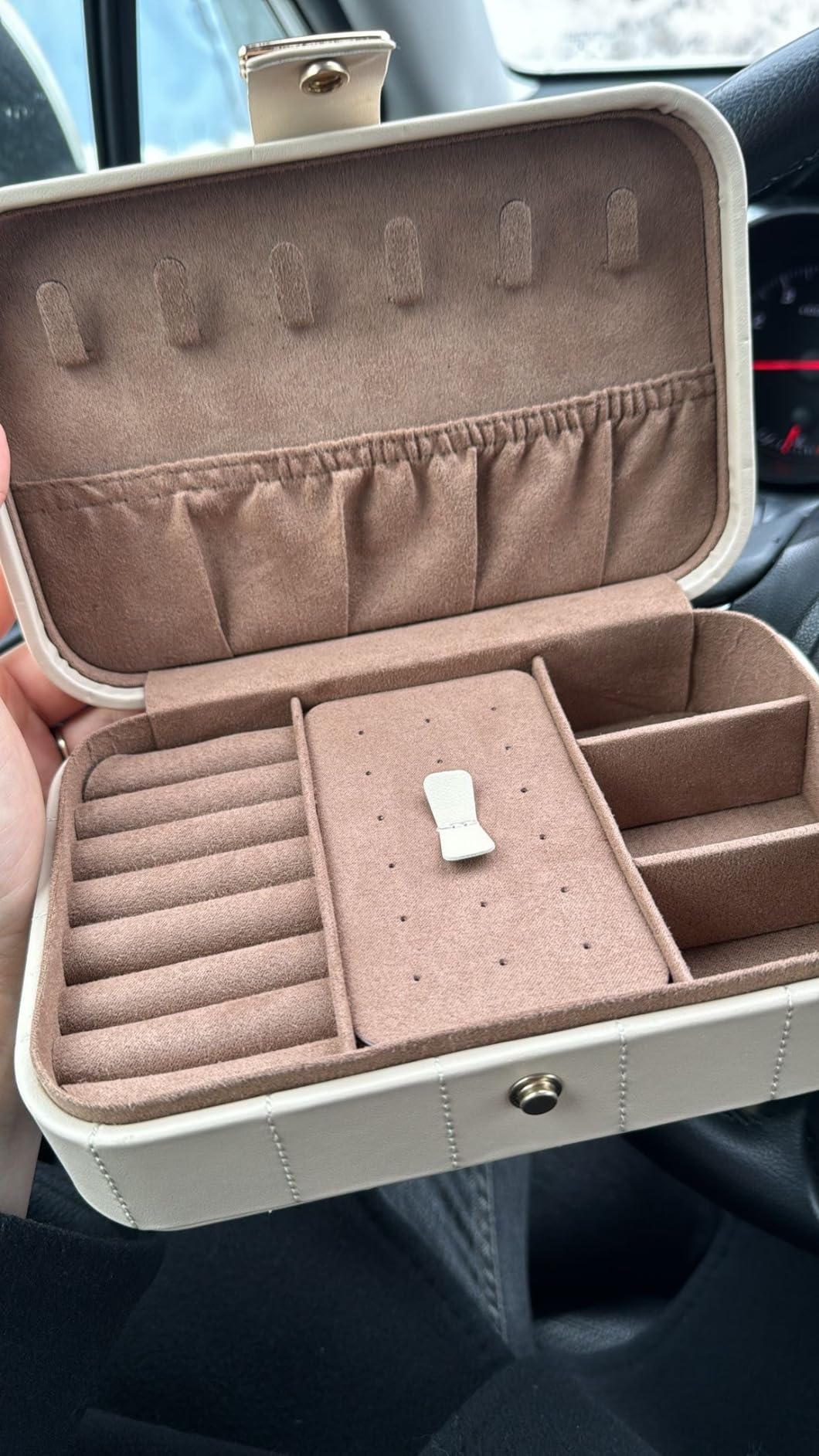 KAMIER Mini Schmuckkästchen Reise 2 Ebenen PU-Leder
