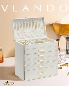 VLANDO Quiet Luxe 6-lagiger Schmuckkasten groß Samt