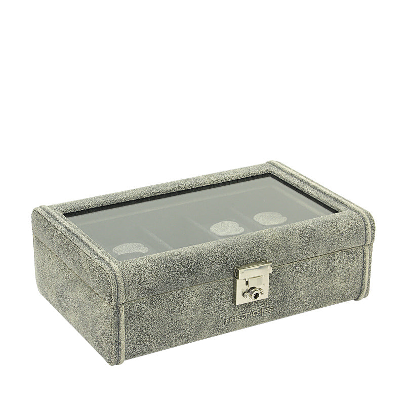 Friedrich 23 Cubano Uhrenbox 8 Uhren Leder Glasdeckel Braun
