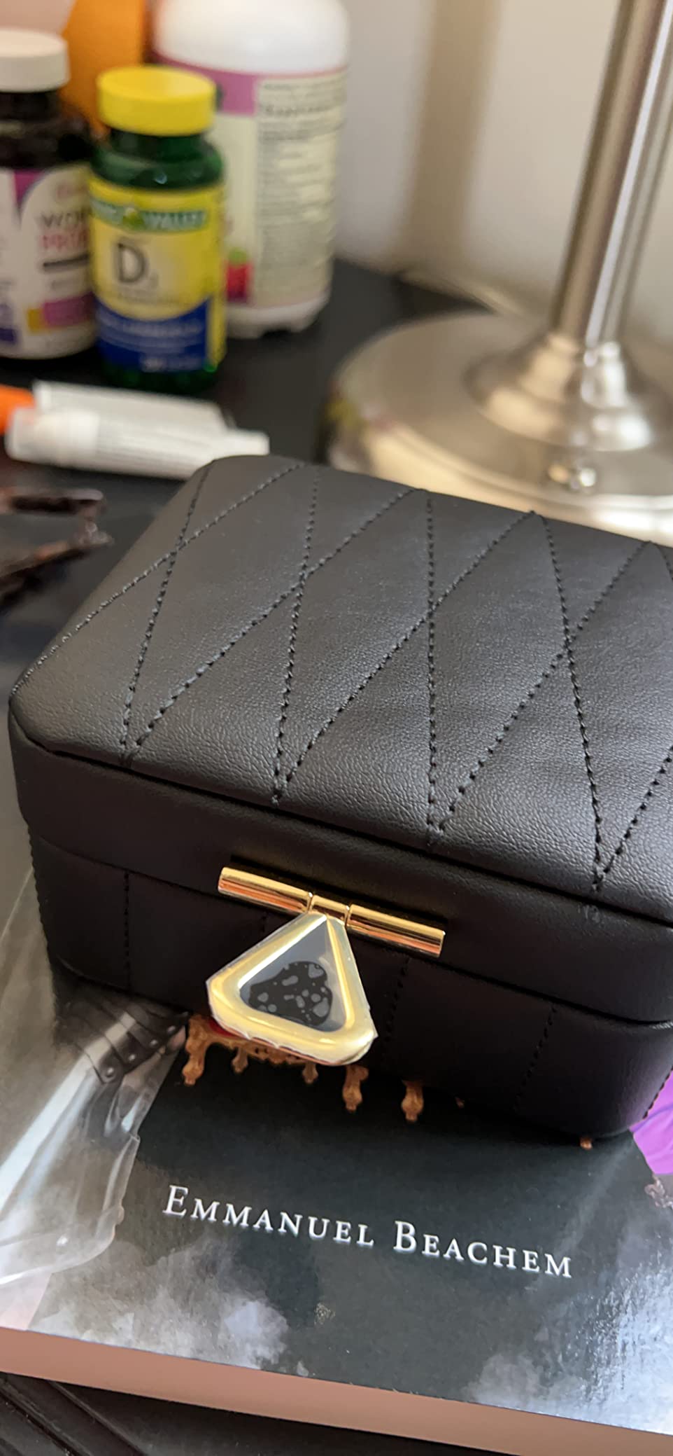 KAMIER Mini Schmuckkästchen Reise Schmuckbox mit Spiegel Geschenk