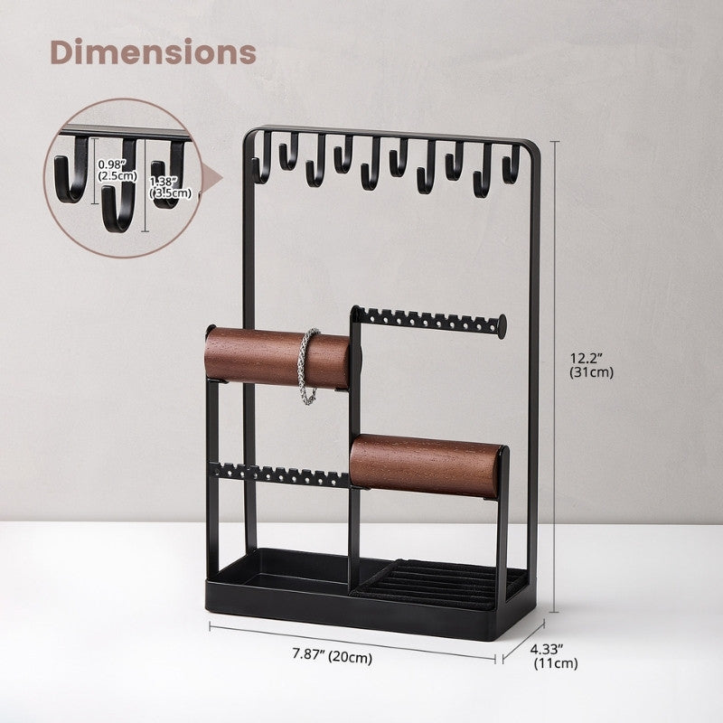 Lolalet Jewelry Stand Schmuckdisplay Schwarz Holz und Metall