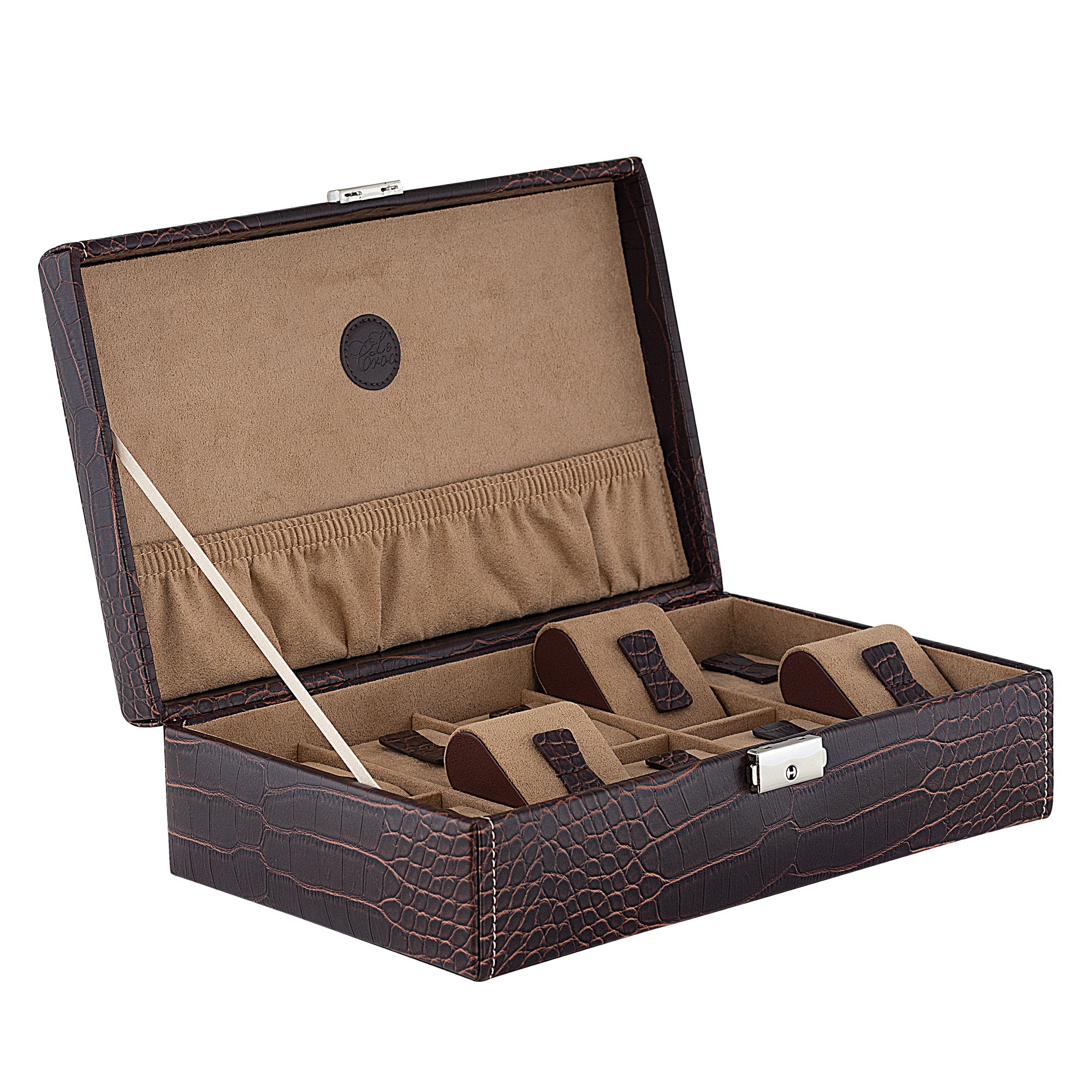 Friedrich 23 Le Croc Uhrenbox 10 Uhren Braun Kroko