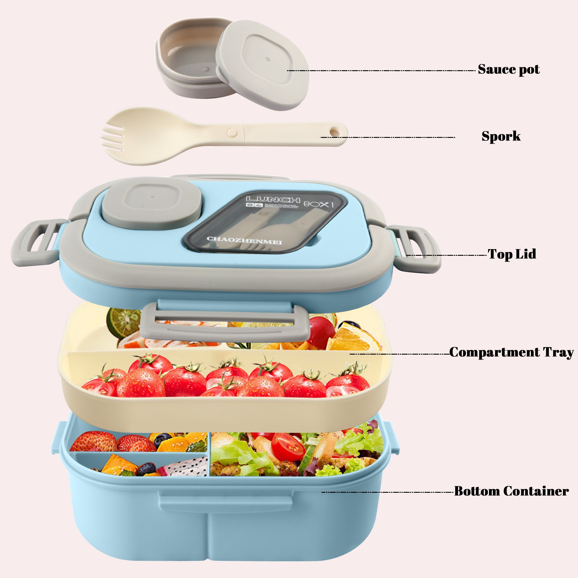 Homeanda Bento Lunch Box Bentobox 1,3L mit Gabel
