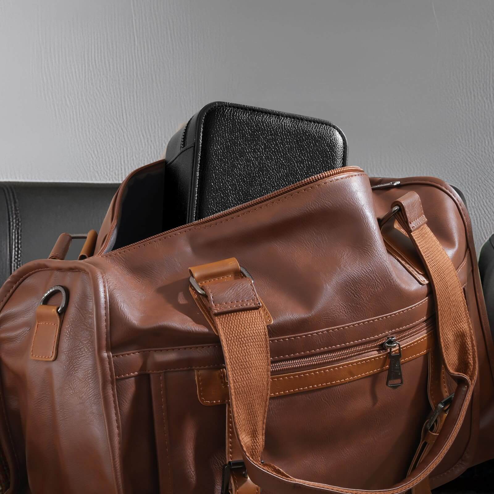 Lolalet Watch Box Reise Uhrenetui Schwarz 2 Fächer Leder