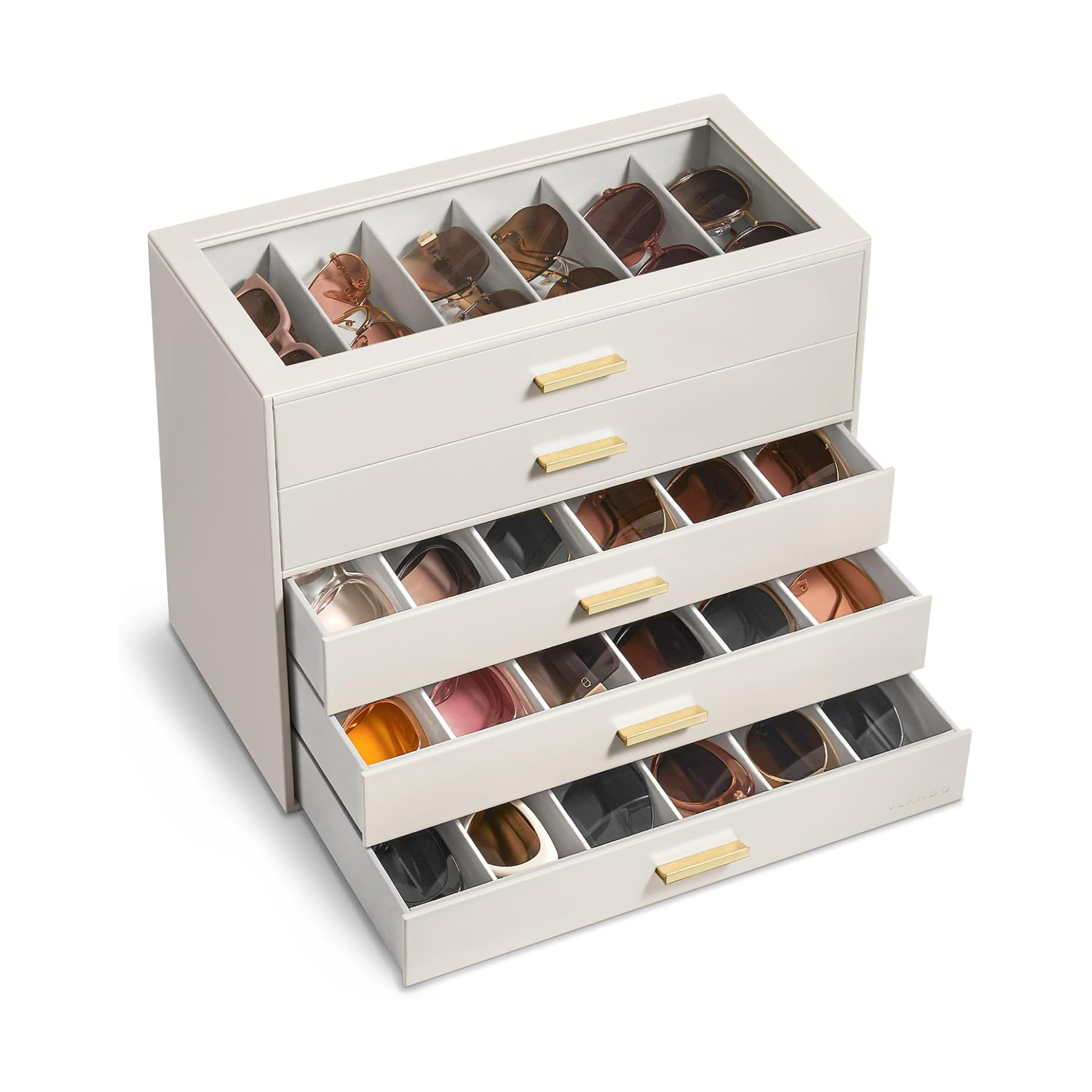 VLANDO Everyday Keepsake Brillenbox 5-stöckig 30 Fächer Cremeweiß