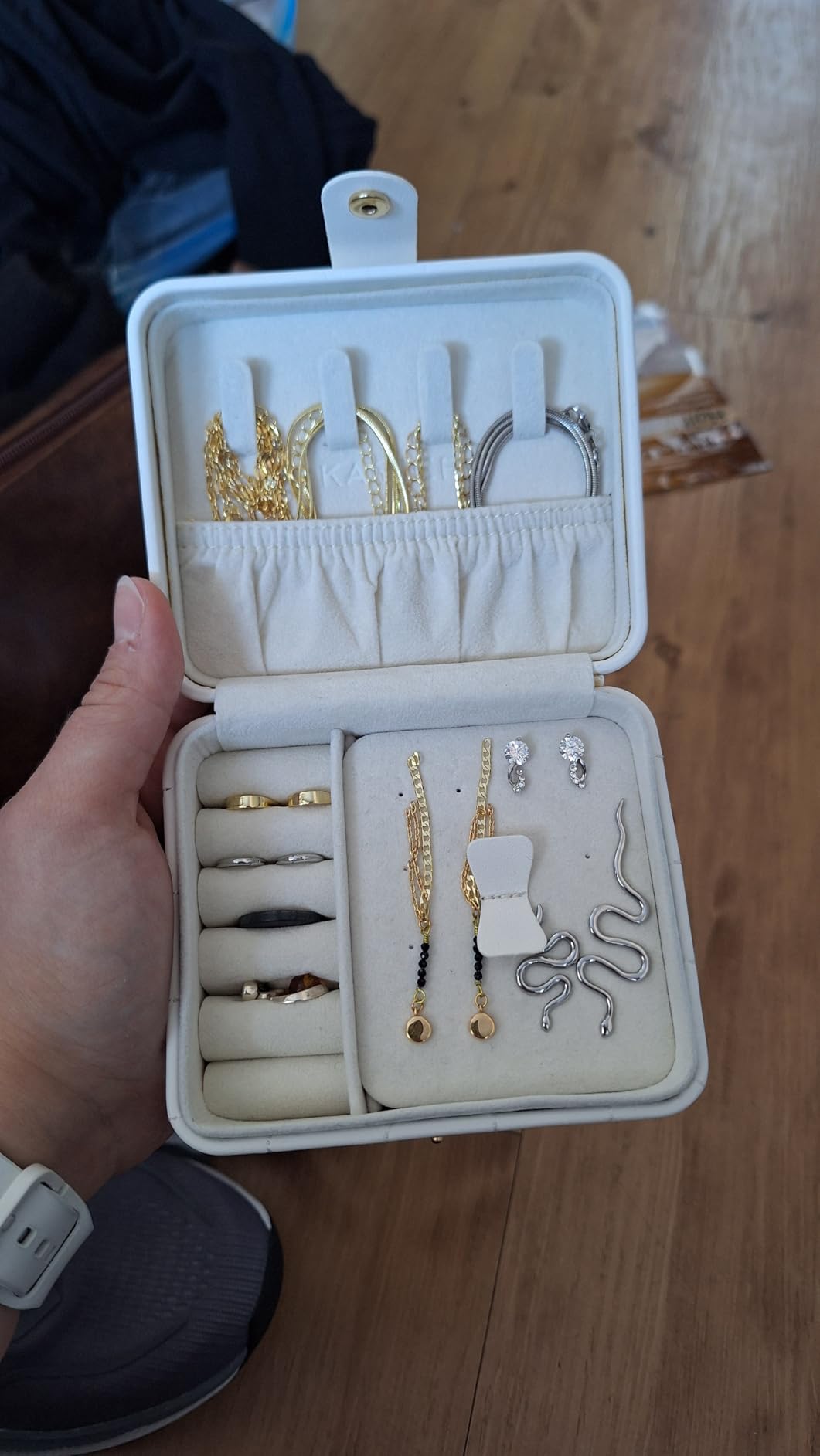 KAMIER Mini Jewelry Boxes Schmuckkästchen Weiß mit Spiegel