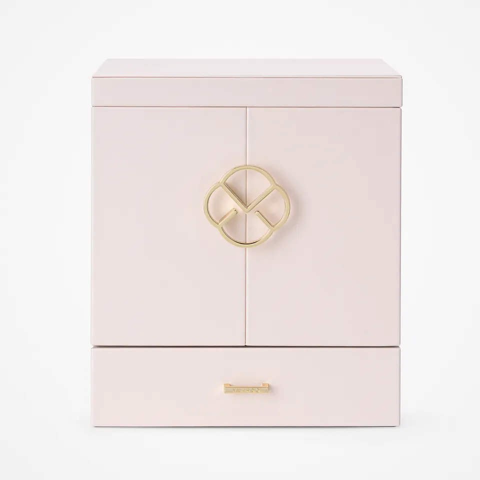 VLANDO Quiet Luxe 6-stöckige Schmuckschatulle mit Spiegel Samt