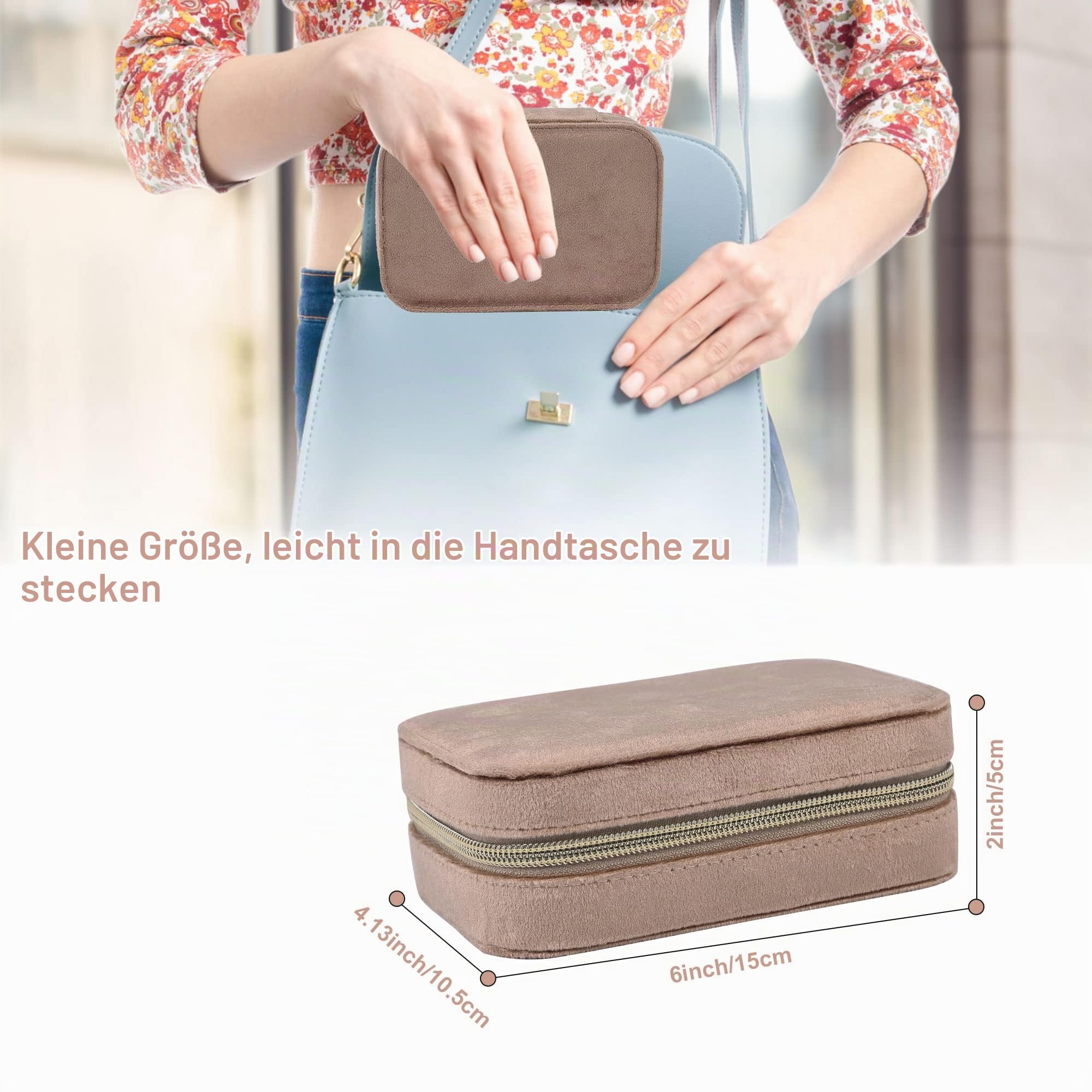 Dajasan Small Jewelry Box Schmuckbox Khaki aus Samt