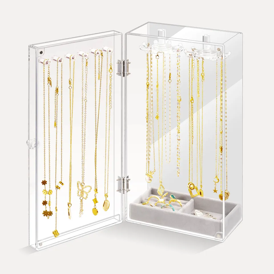 Lolalet Jewelry Box Schmuckkasten Transparent mit Spiegel