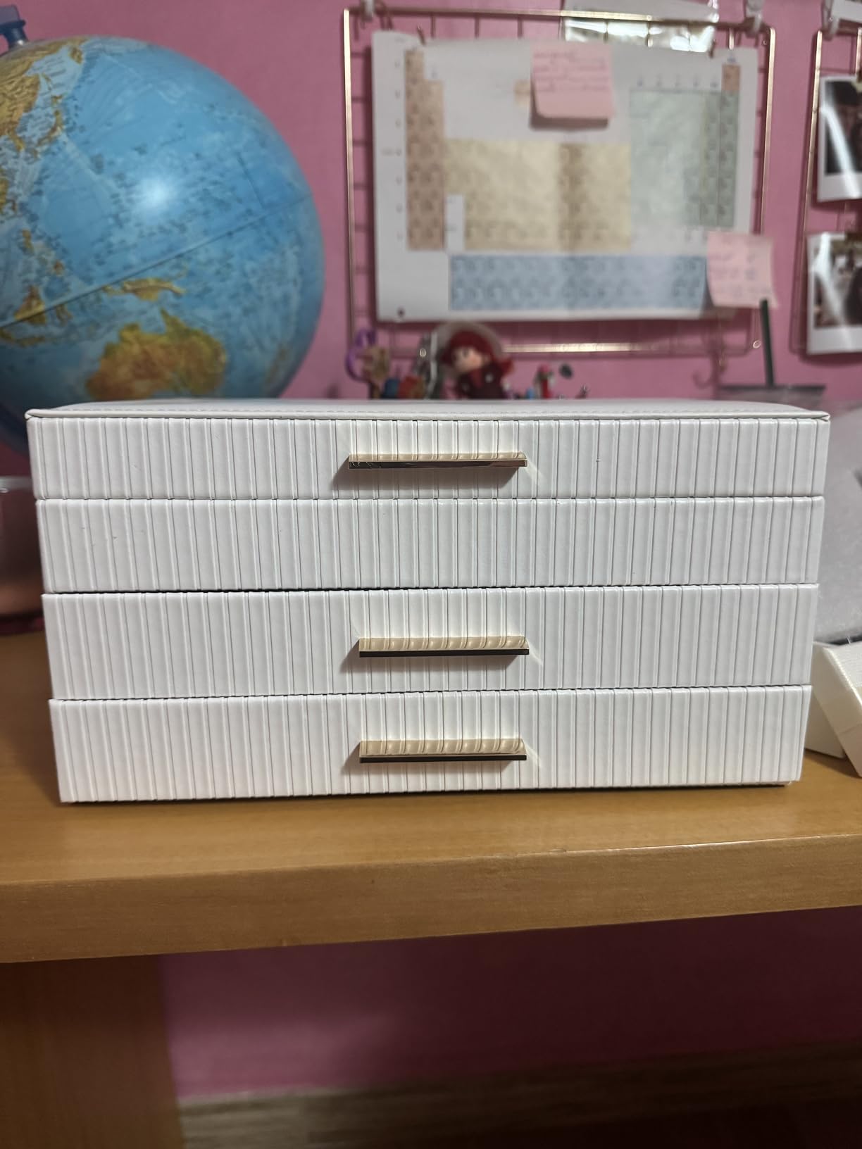 Dajasan Large Jewelry Box Schmuckkästchen Weiß 3 Ebenen Leder