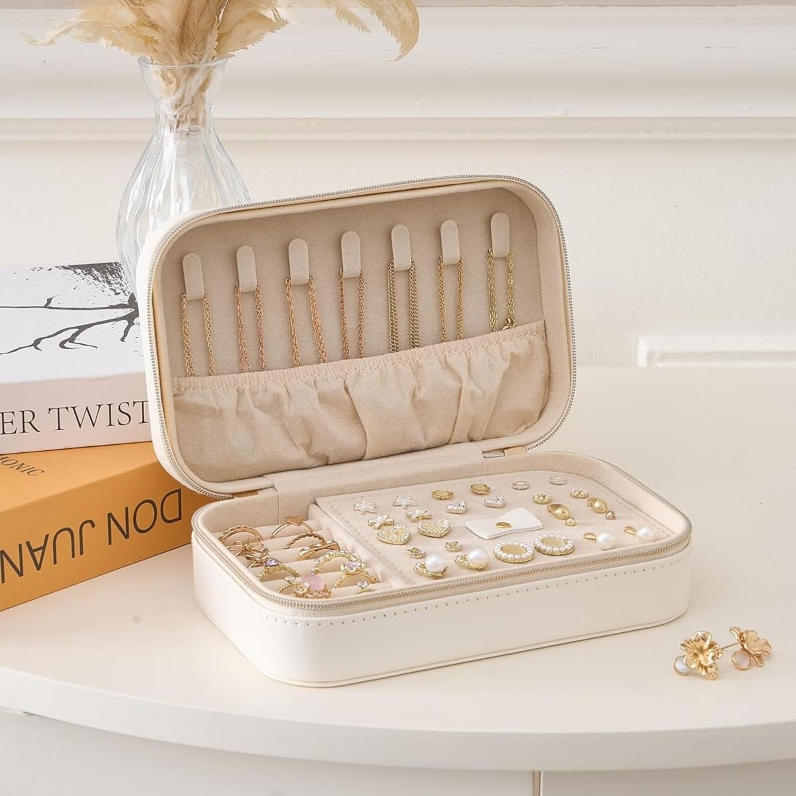 Lolalet Jewelry Box Reise Schmucketui Beige Medium Reißverschluss