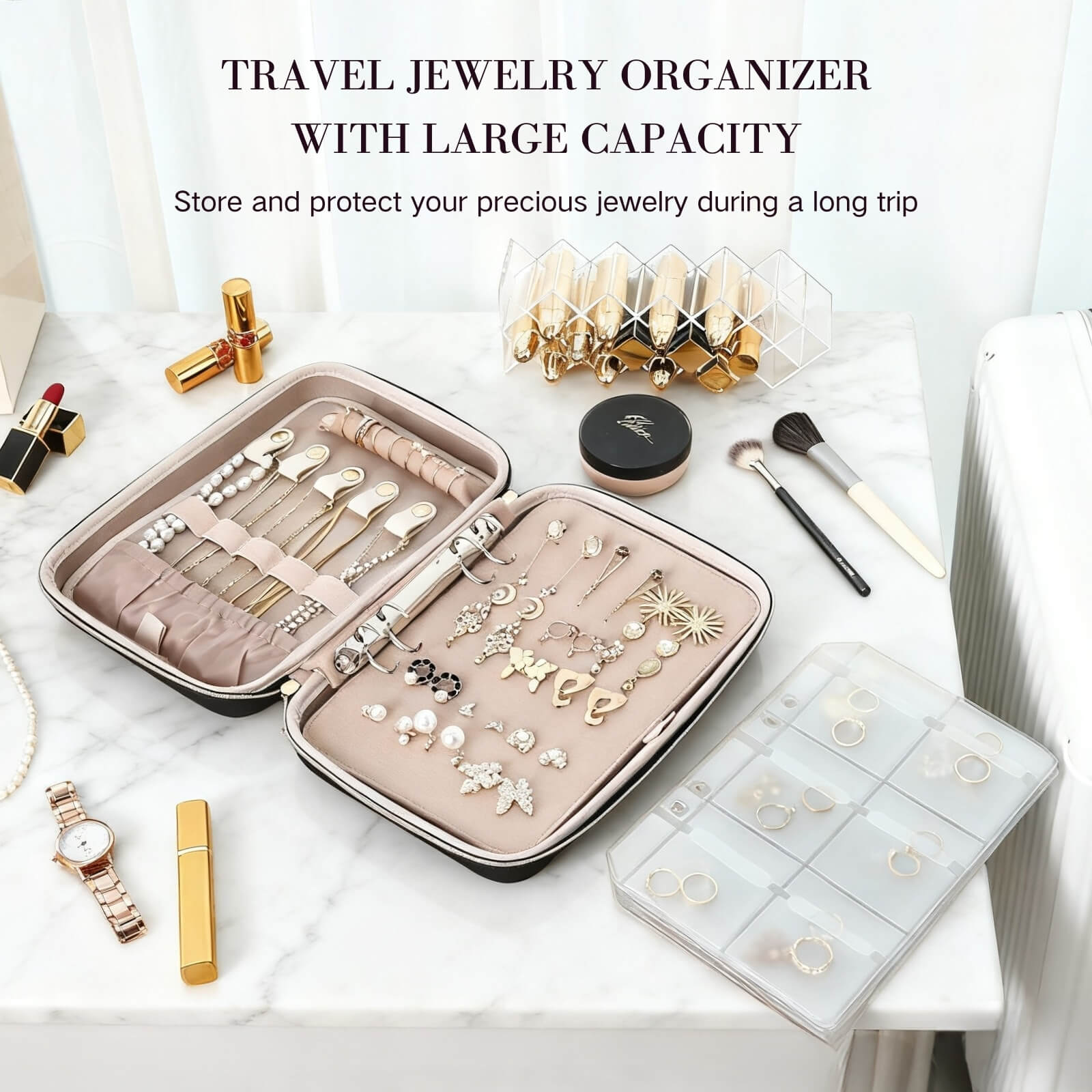 Lolalet Jewelry Box Reise Schmuckkasten Schwarz Large