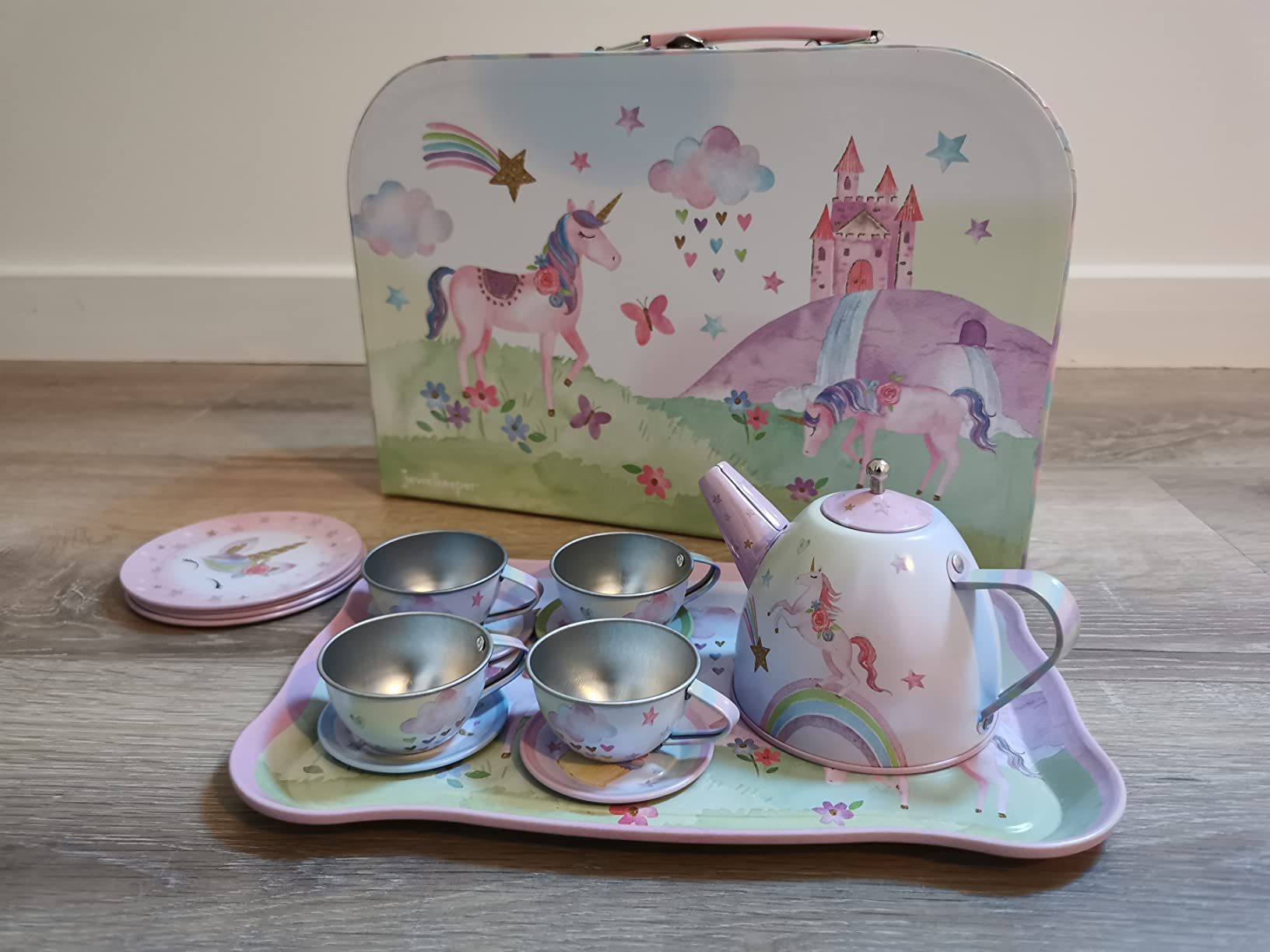 Jewelkeeper Tea Sets Teeservice Zinn 15-teilig Einhorn Party