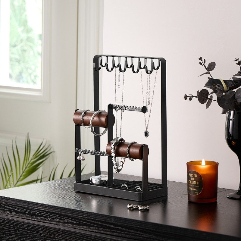 Lolalet Jewelry Stand Schmuckdisplay Schwarz Holz und Metall