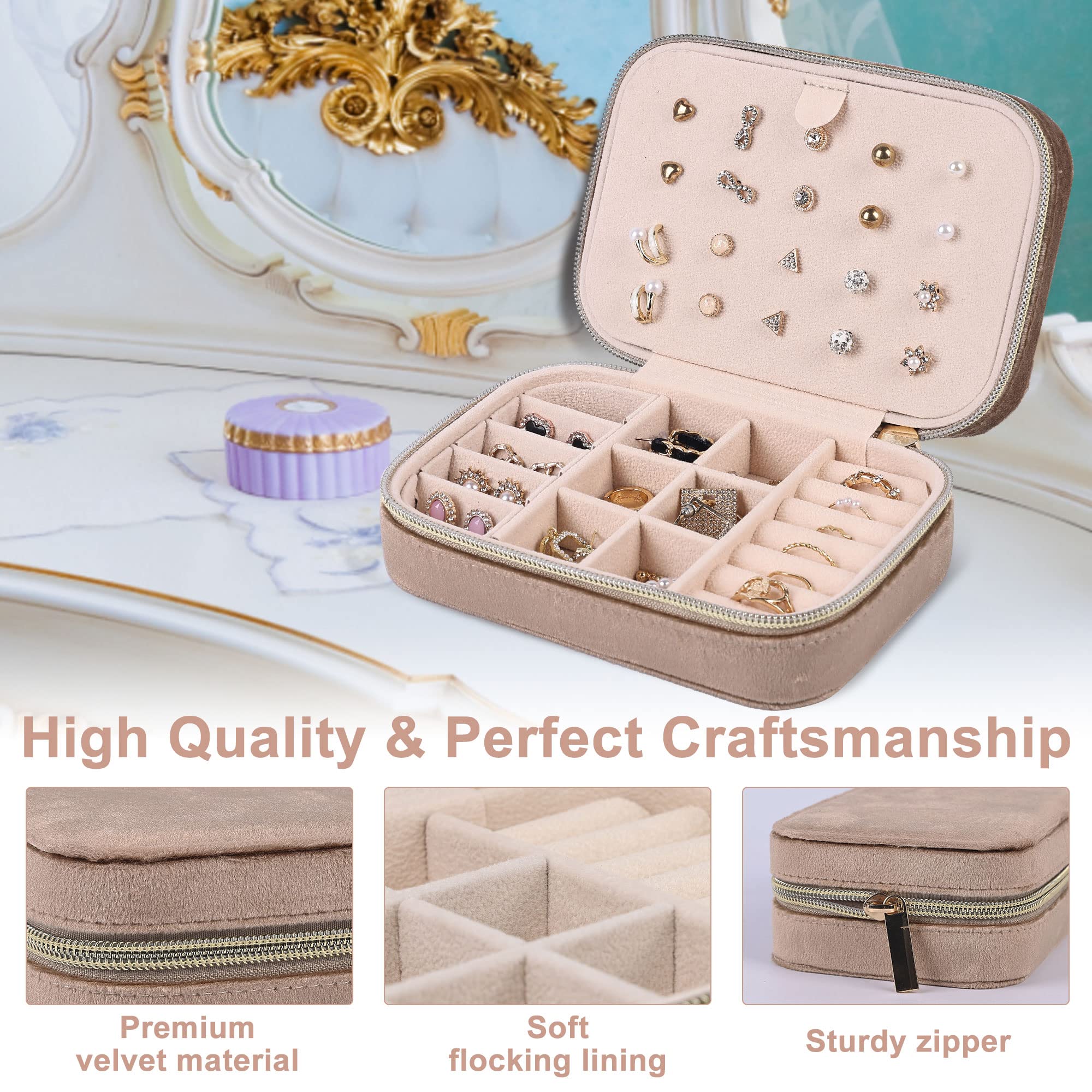 Dajasan Small Jewelry Box Schmuckbox Khaki aus Samt