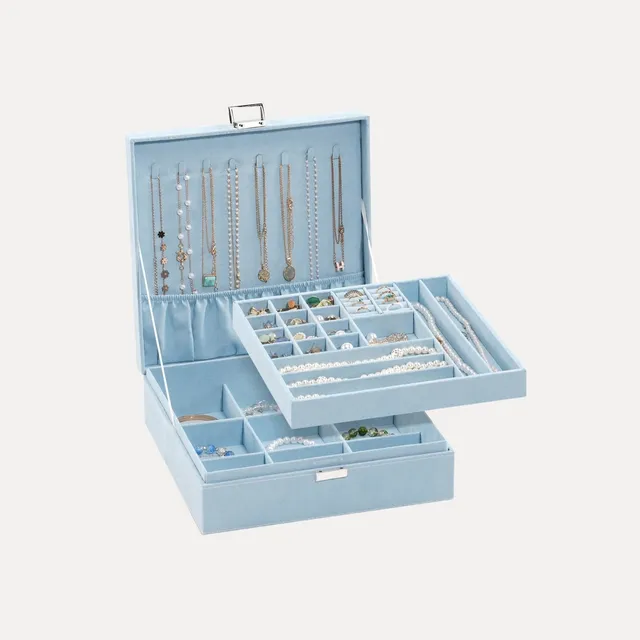 Lolalet Jewelry Box Samt Schmuckkästchen Grau 27 Fächer
