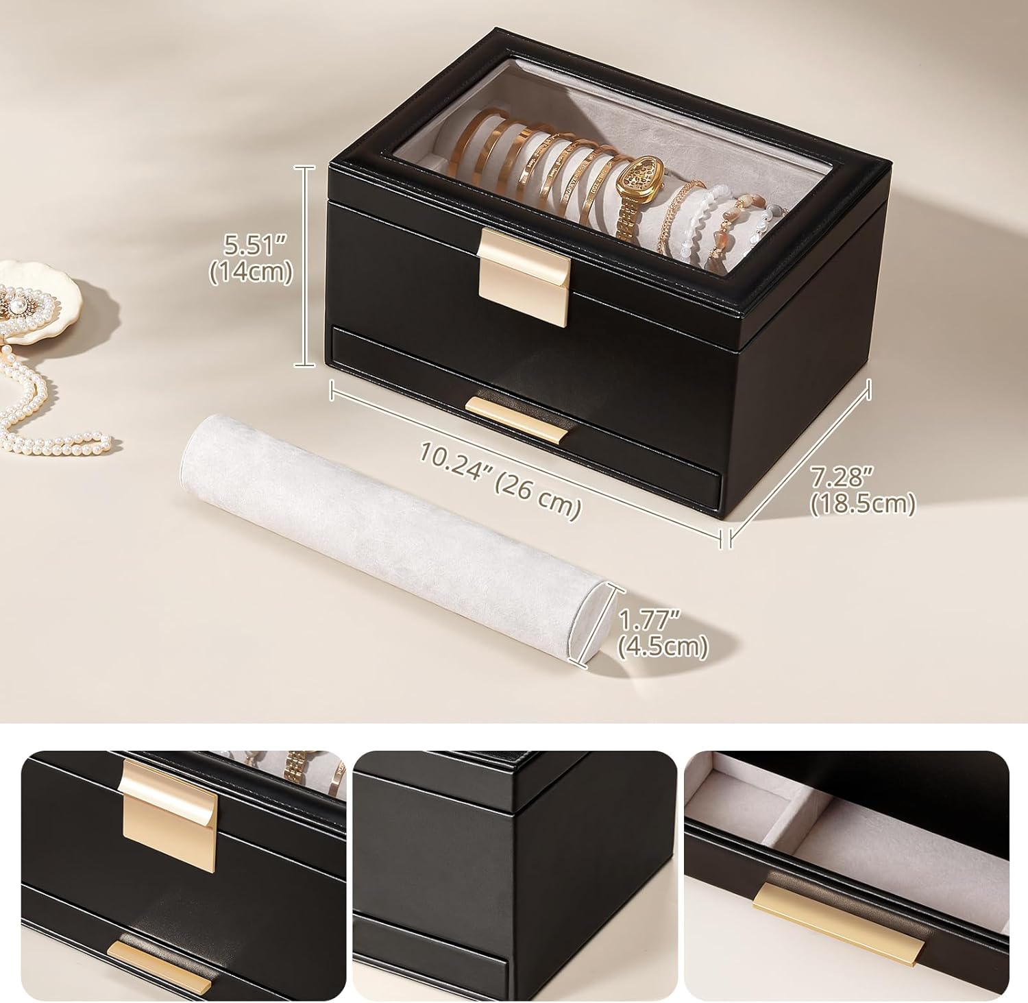 Lolalet Jewelry Box Armbandhalter Schmuckkasten Weiß mit Deckel
