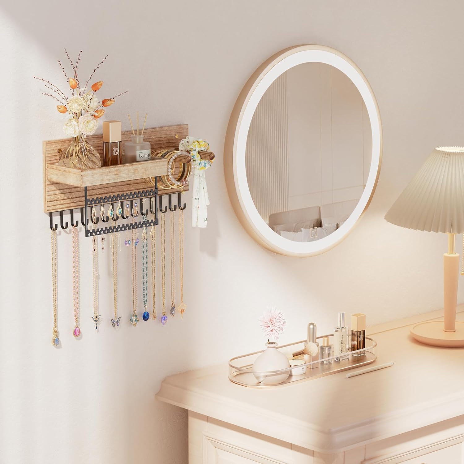 Lolalet Wall Mount Schmuck Organizer Wand Weiß Haken