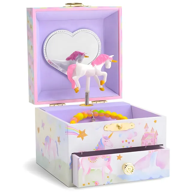 Jewelkeeper Unicorn Schmuckdose Glitzer-Einhorn 8x10x10 cm Musik