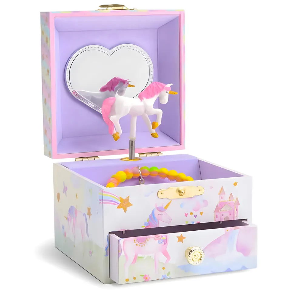 Jewelkeeper Unicorn Schmuckdose Glitzer-Einhorn 8x10x10 cm Musik