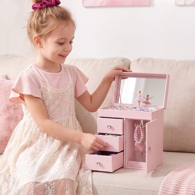 Lolalet Jewelry Box Kids Musical Schmuckkästchen Pink Ballerina