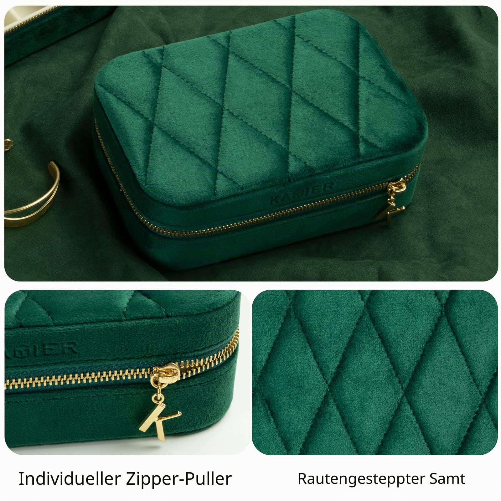 KAMIER Mini Schmuckkästchen Reise 2 Ebenen PU-Leder