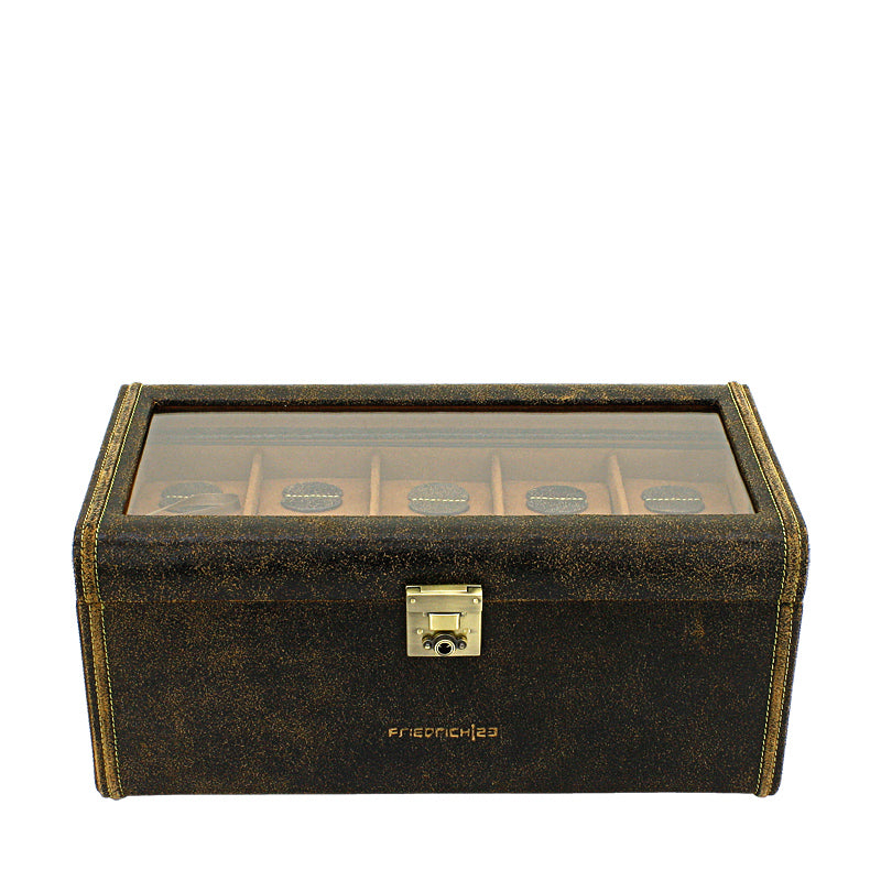 Friedrich 23 Cubano Uhrenbox 20 Uhren Grau Leder Glas