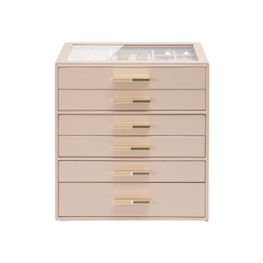 VLANDO Quiet Luxe Schmuckkästchen 6 Fächer Glasdeckel Samt