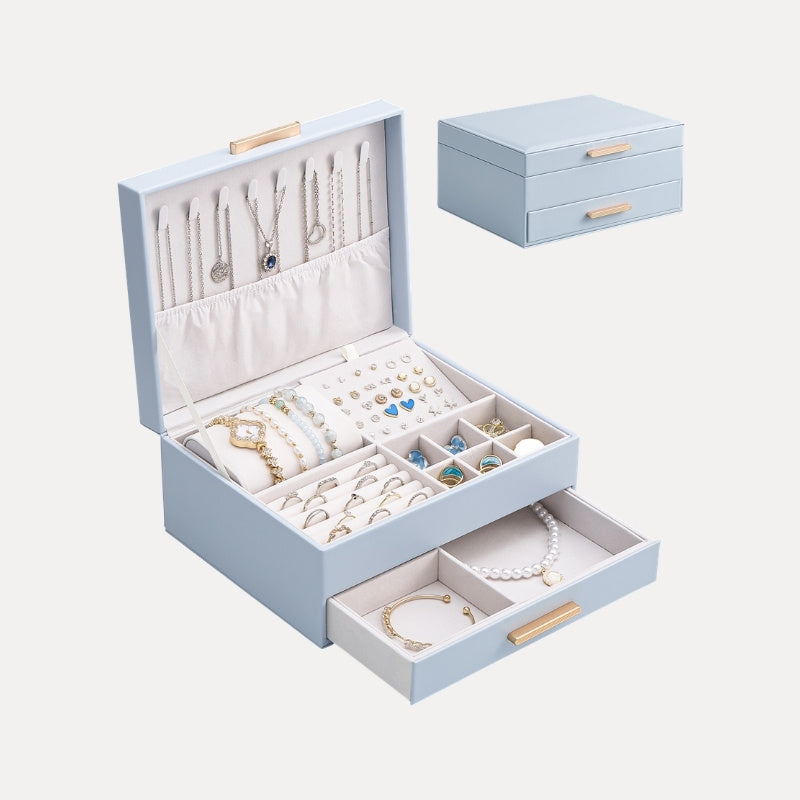 Lolalet Jewelry Box Schmuckkasten Weiß 2-lagig Samt