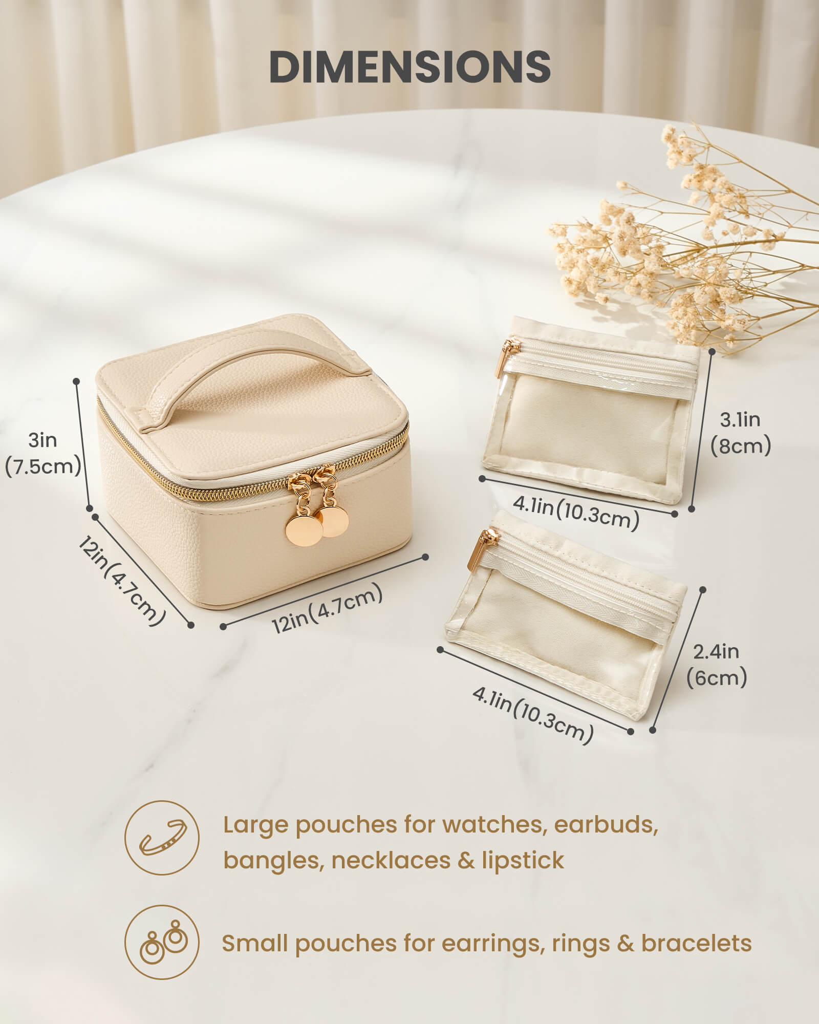Lolalet Jewelry Box Schmucketui Beige Reise 8 Beutel