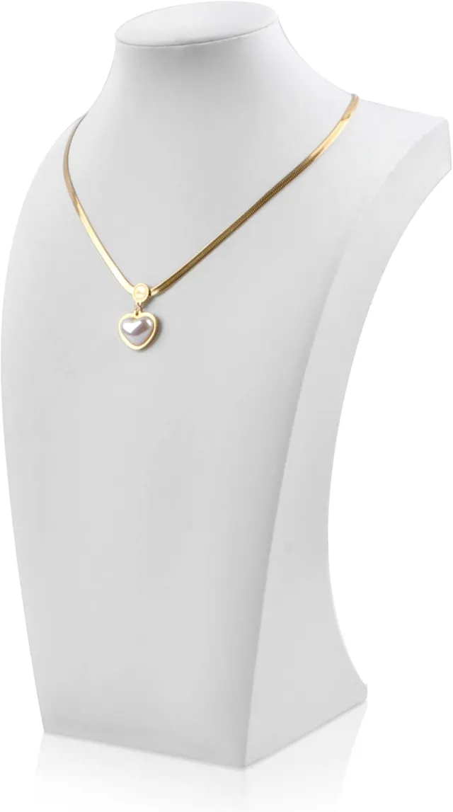 Homeanda Necklace Display Bust Kettenständer Weiß Leder