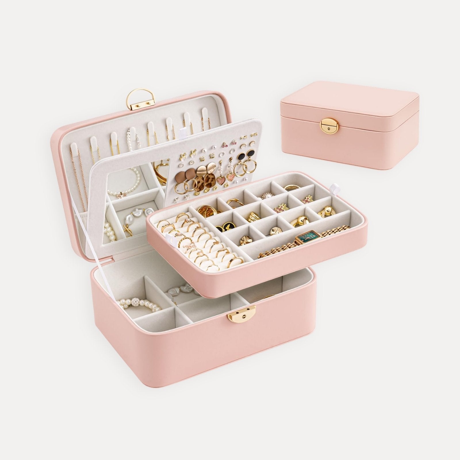 Lolalet Jewelry Box Schmuckkasten Weiß 2-lagig Spiegel