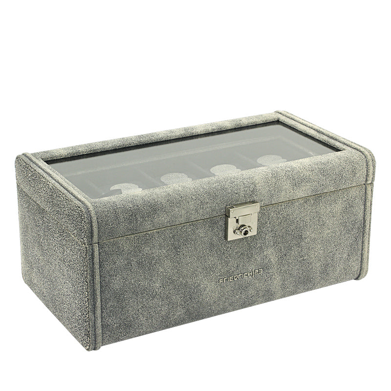 Friedrich 23 Cubano Uhrenbox 20 Uhren Grau Leder Glas