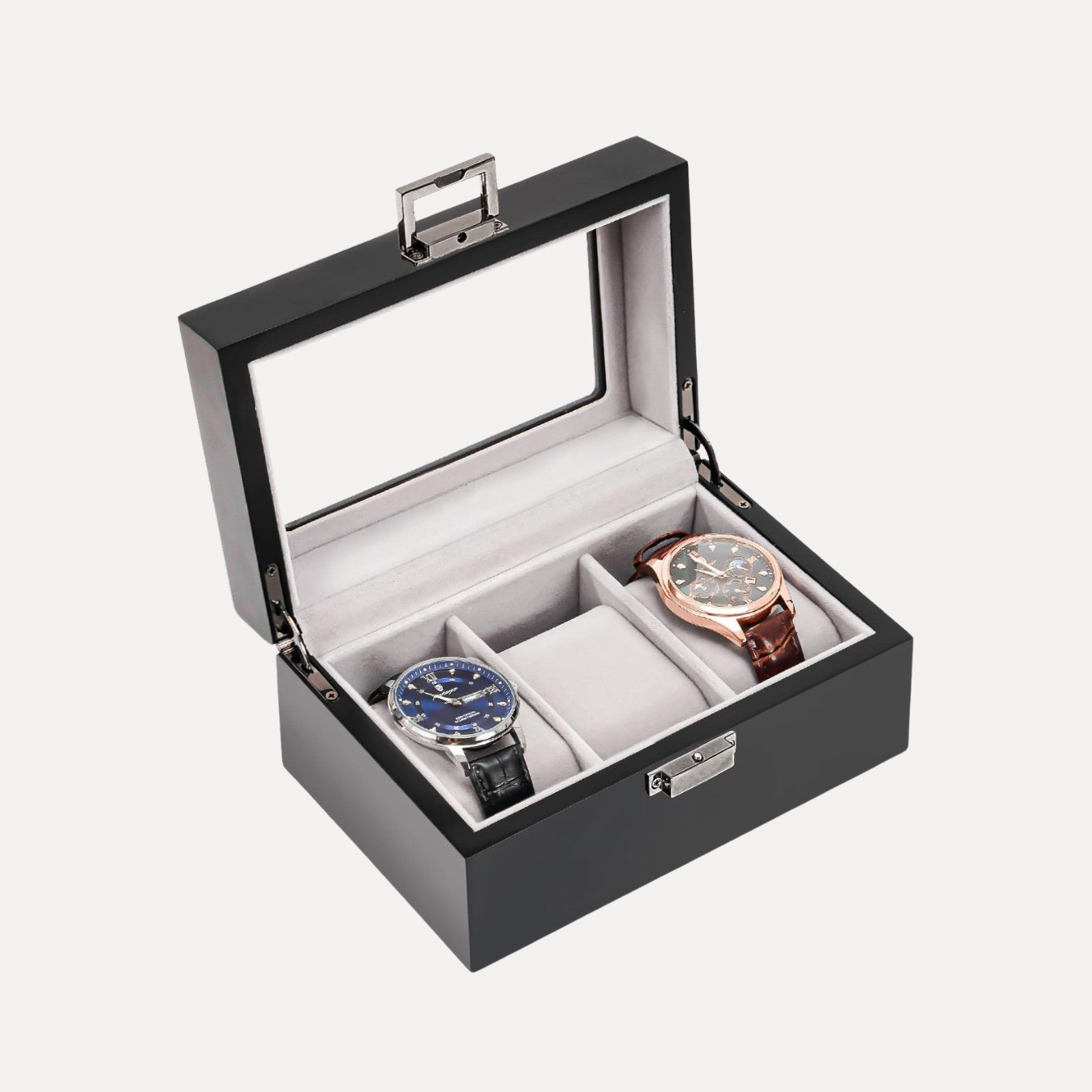 Lolalet Watch Box Uhrenbox Holz Espresso 6 Fächer Glas