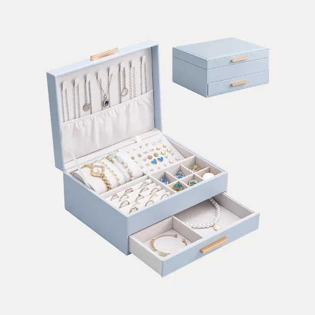 Lolalet Jewelry Box Schmuckkasten Weiß 2-lagig Samt