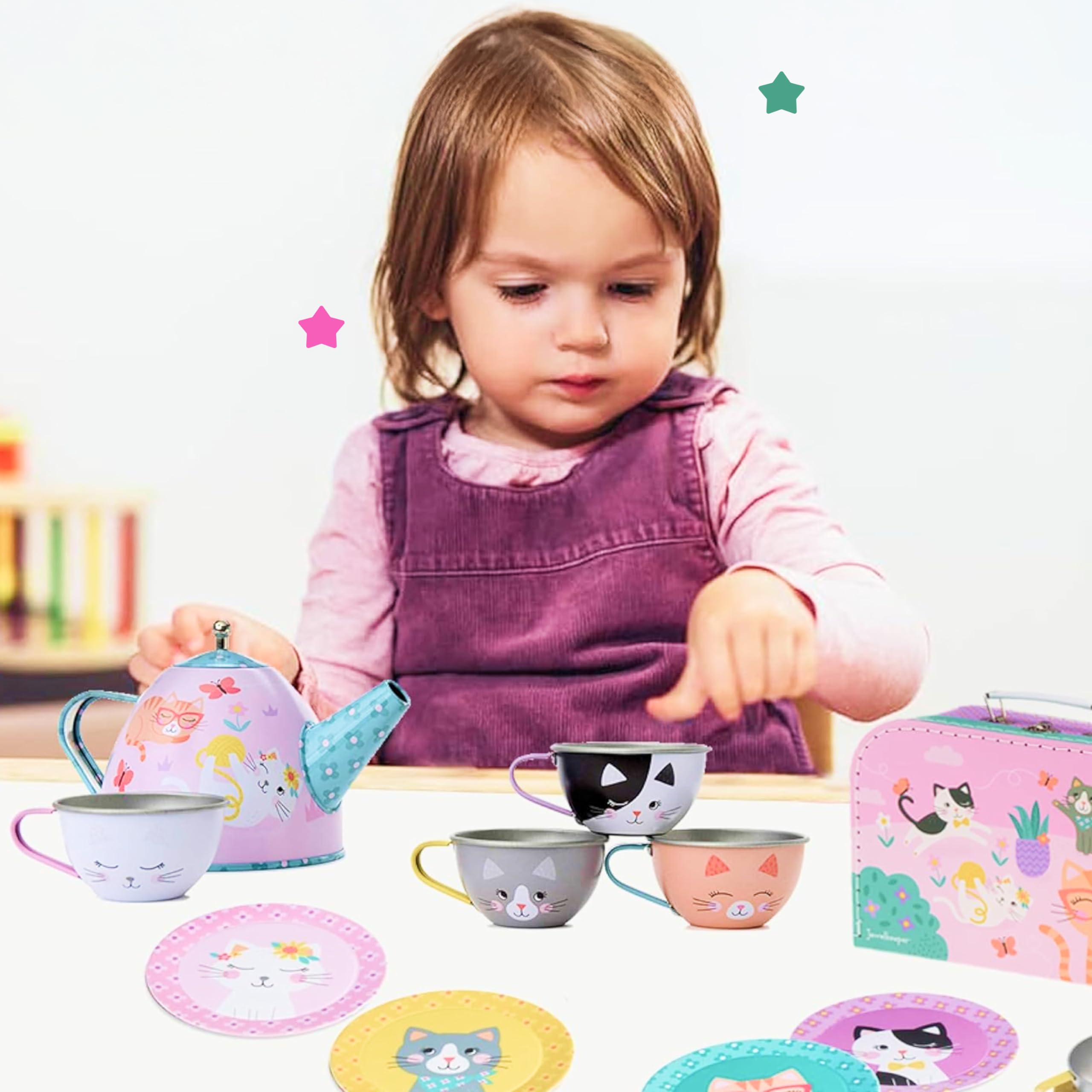 Jewelkeeper Tea Sets Teeservice Katze 15-teilig Zinn