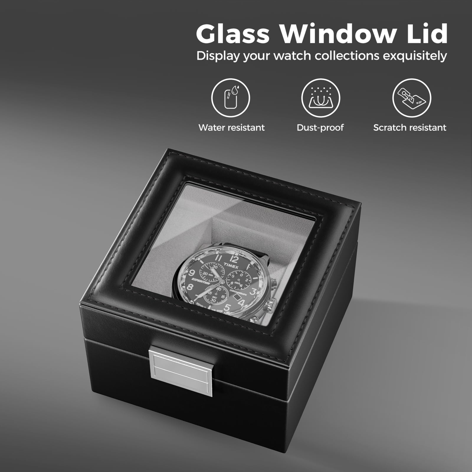 Lolalet Watch Box Uhrenbox Single Schwarz 11x11cm Glas