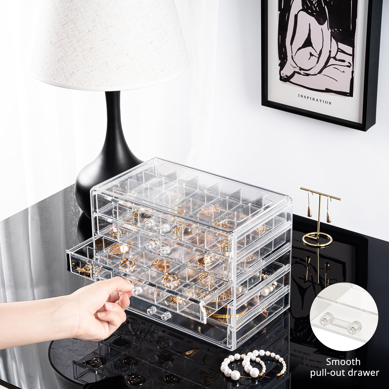 Lolalet Jewelry Box Schmuckkasten Acryl 5 Lagen transparent