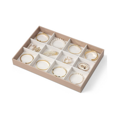VLANDO Everyday Keepsake Stapelbares Schmucktablett Set Latte Beige Samt