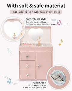 VLANDO Jewelry Music Boxes Schmuckschatulle Hellrosa Schubladen