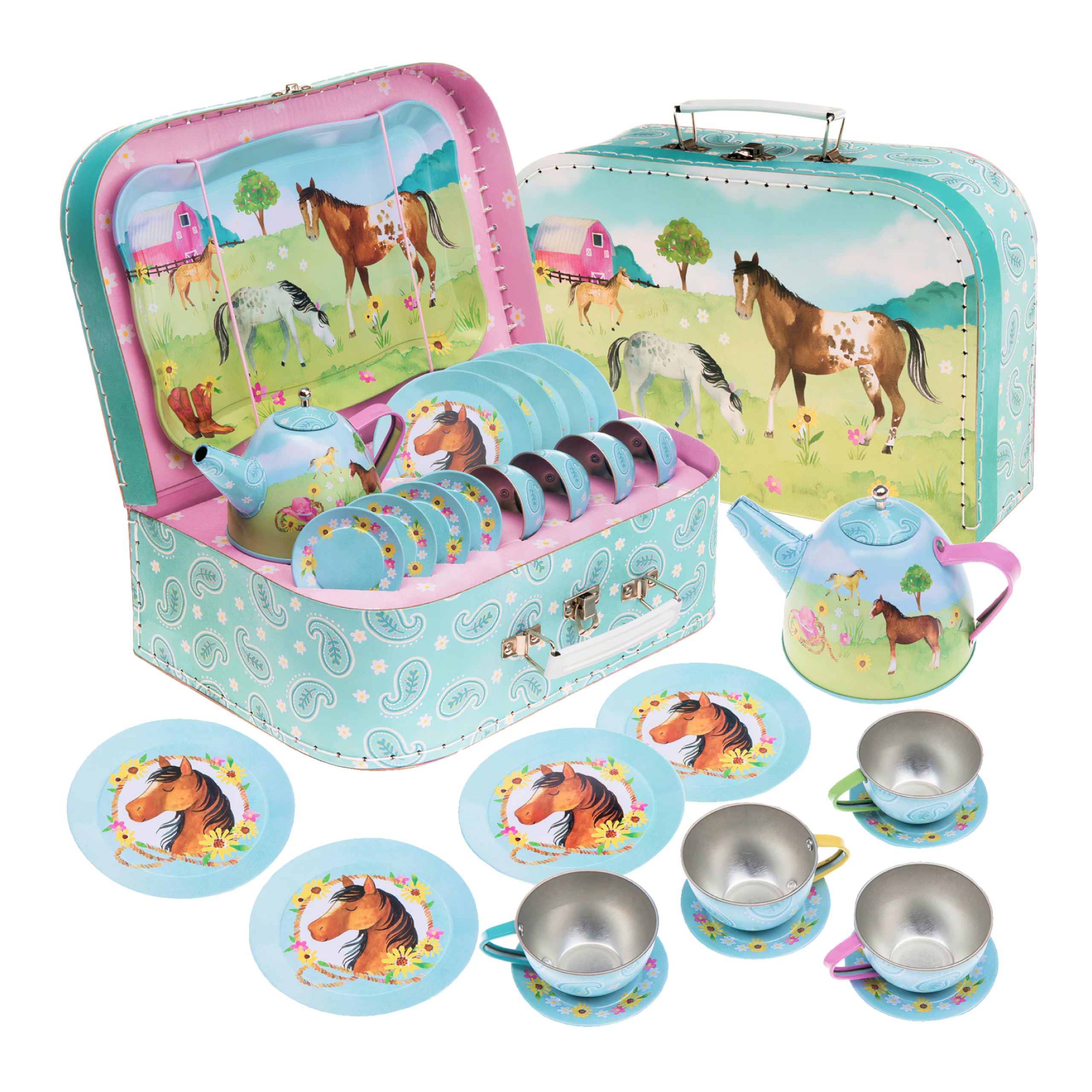 Jewelkeeper Tea Sets Tin Teeservice Pferde 15-teilig Zinn