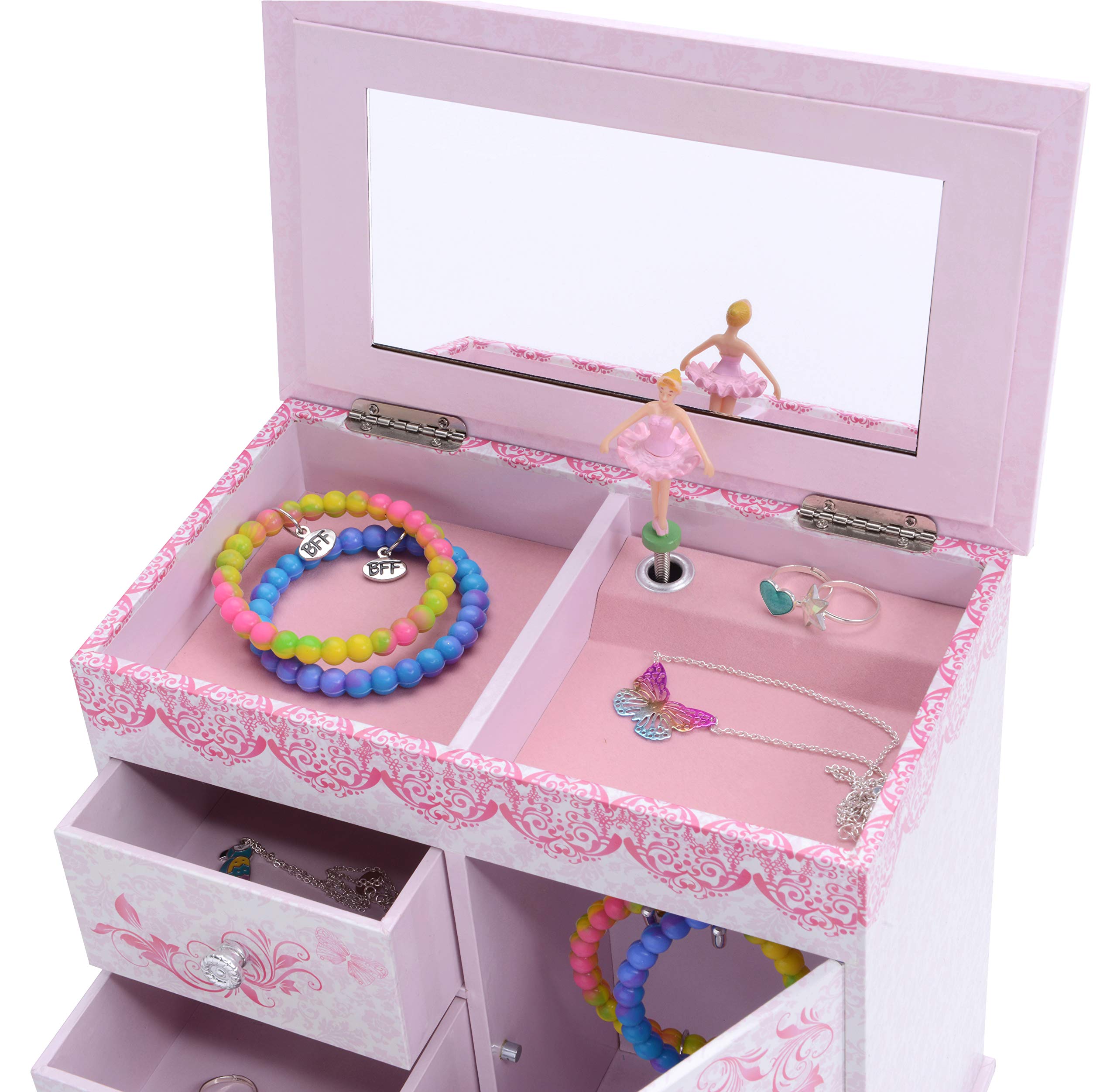 Jewelkeeper Ballerina Schmuckschatulle Schwanensee rosa 3 Schubladen