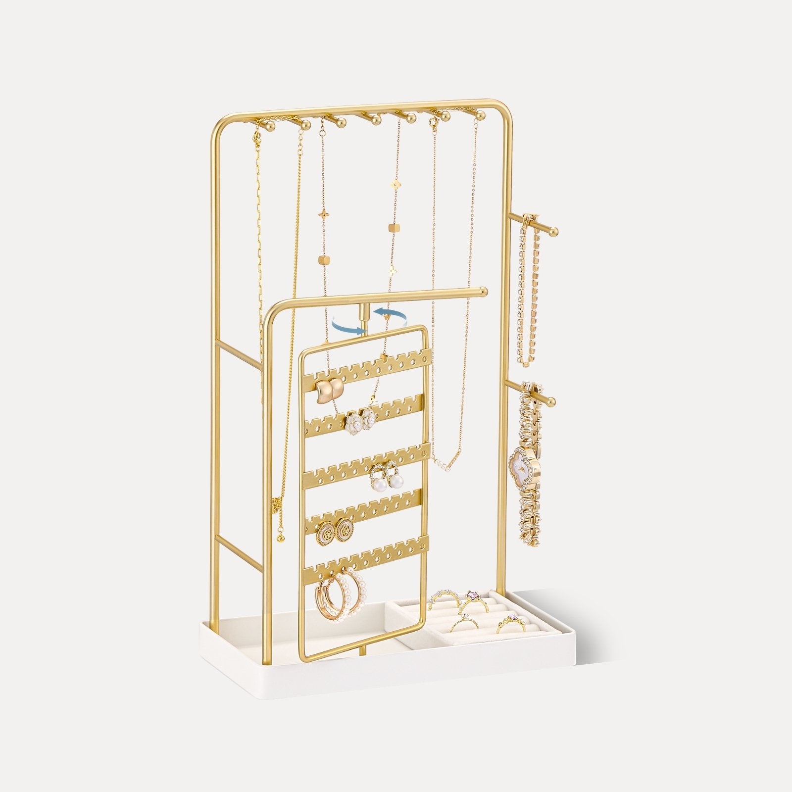 Lolalet Jewelry Stand Schmuckständer Gold 360 drehbar