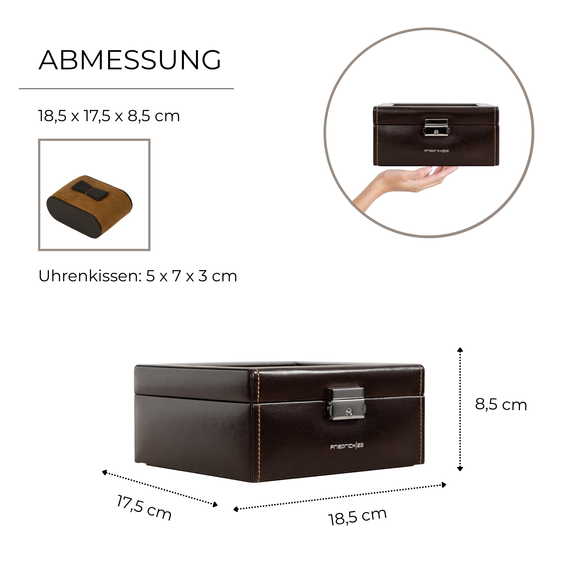 Friedrich 23 Bond Uhrenbox 6 Uhren Braun Kunstleder
