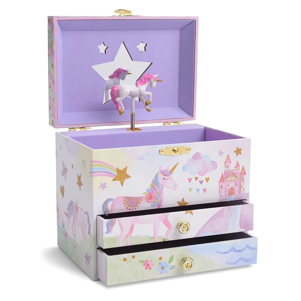 Jewelkeeper Unicorn Schmuckkästchen Glitzer 2 Laden Dreamer-Melodie