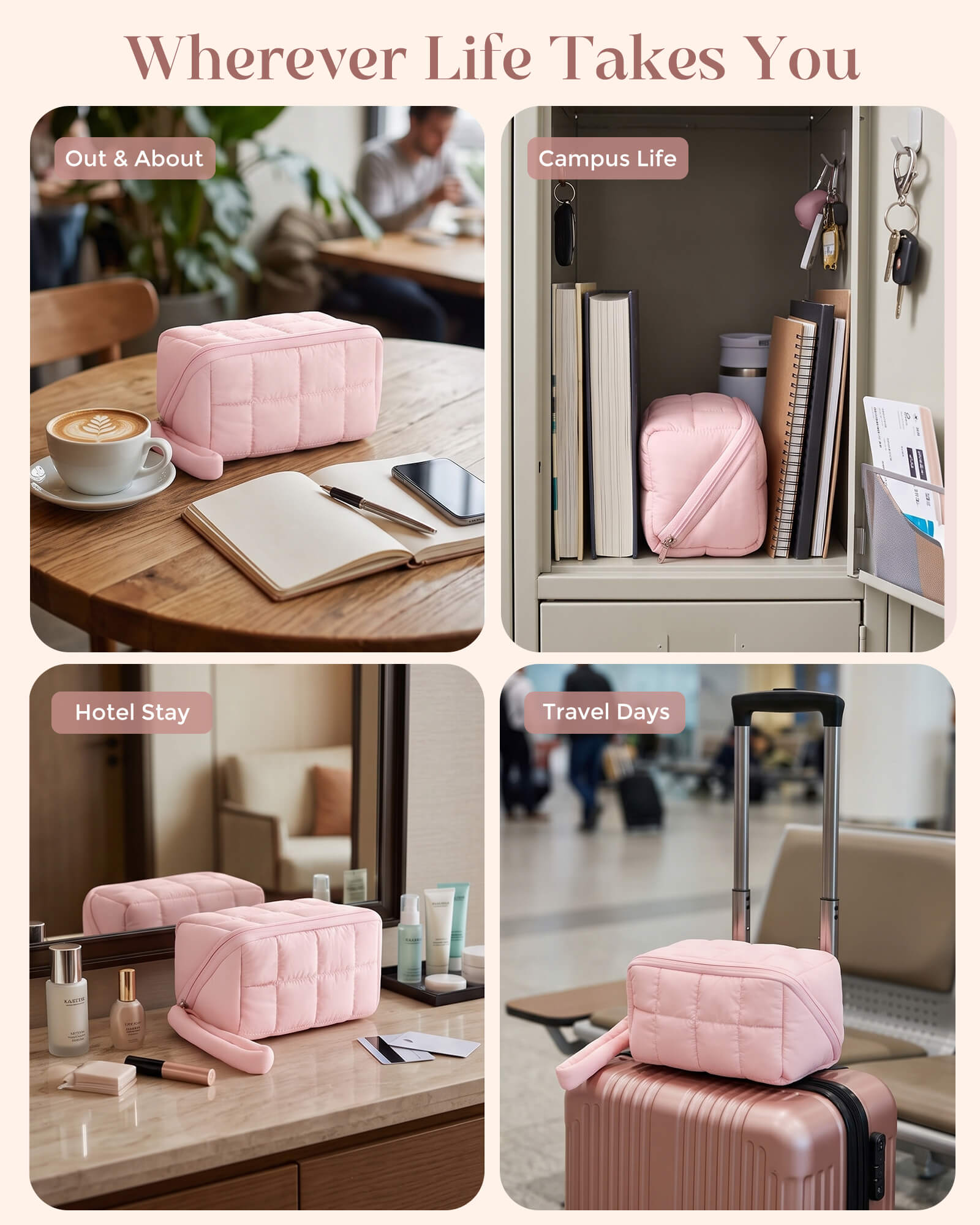 Lolalet Makeup Organizer Bag Kosmetiktasche Pink Medium leicht