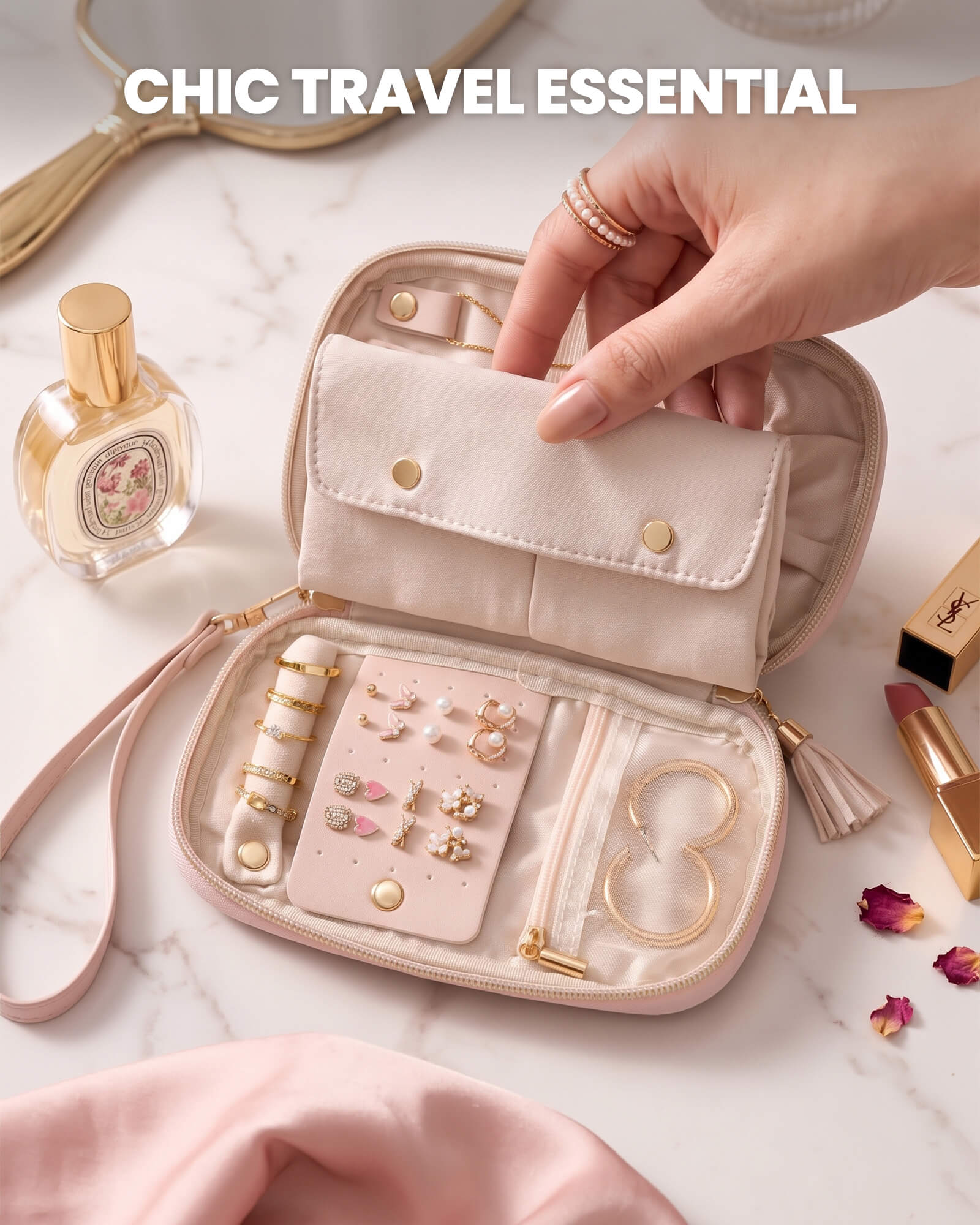 Lolalet Jewelry Box Schmucketui Rosa Slim PU-Leder