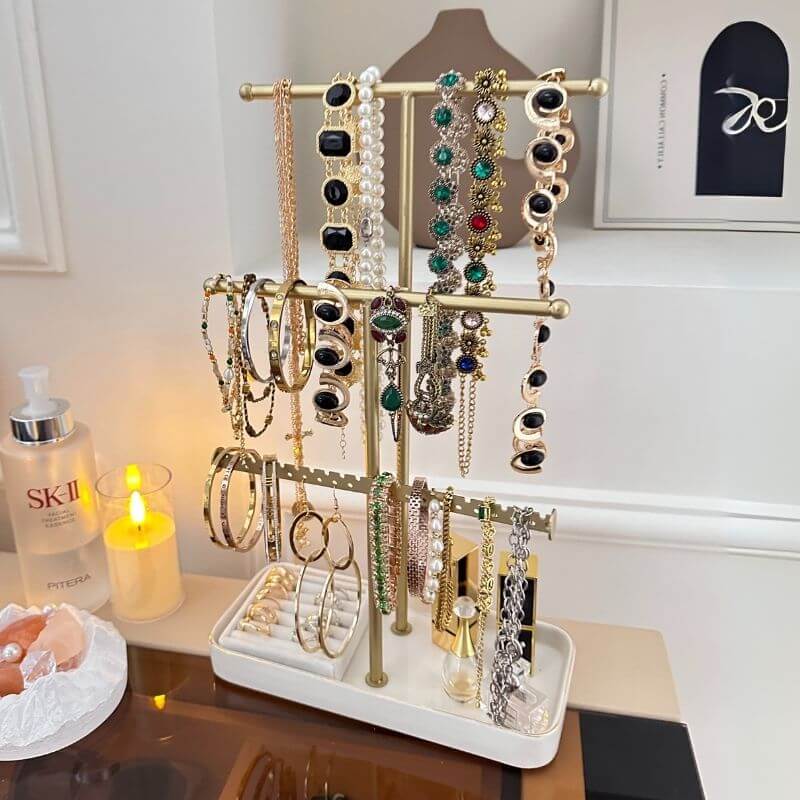 Lolalet Jewelry Stand Kettenständer Gold Samt Ringschale