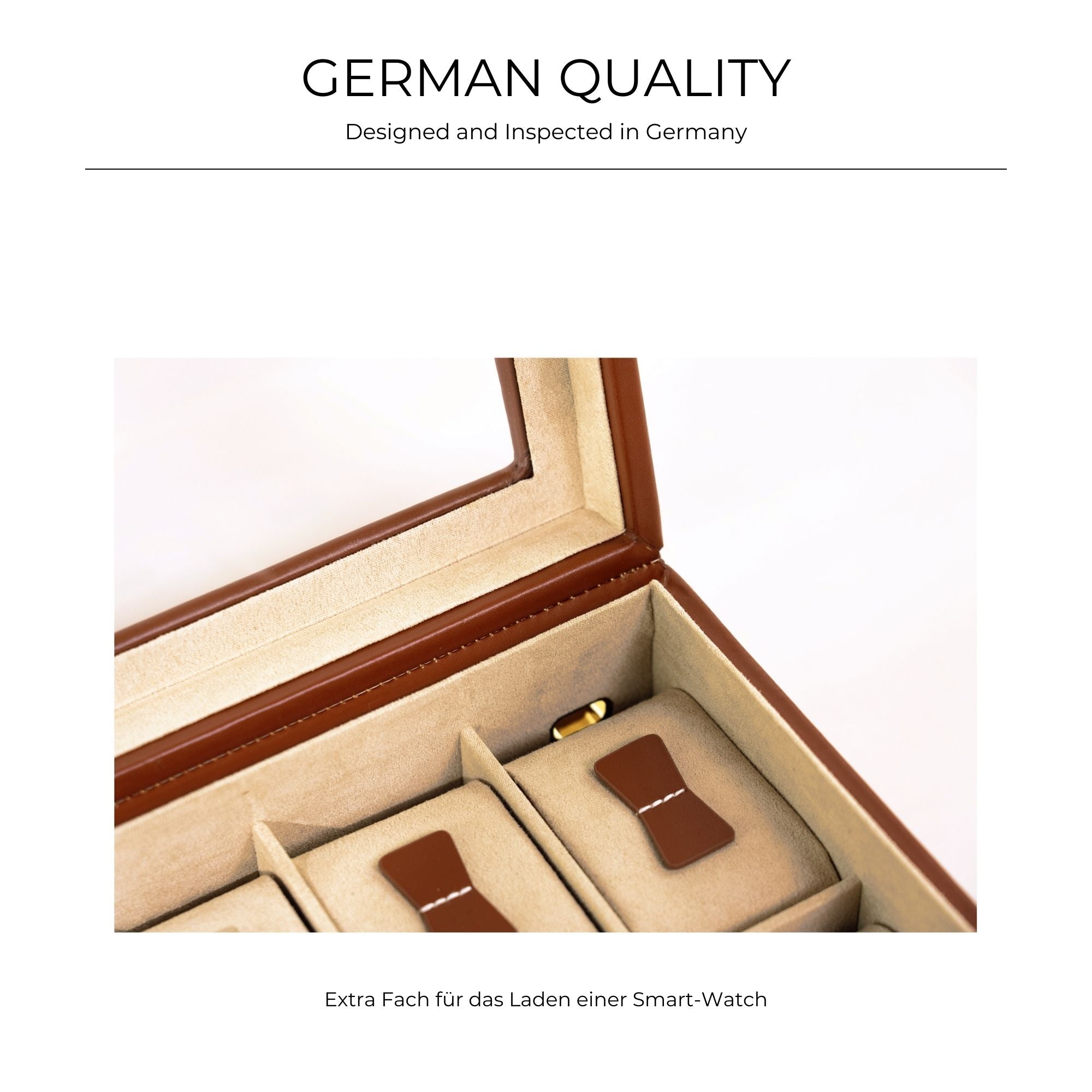 Friedrich 23 Cordoba Uhrenbox Leder 10 Uhren Braun Glas